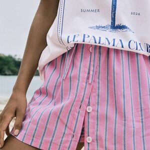 Steele. Skort XL, Pink with Blue and White Stripe Skort